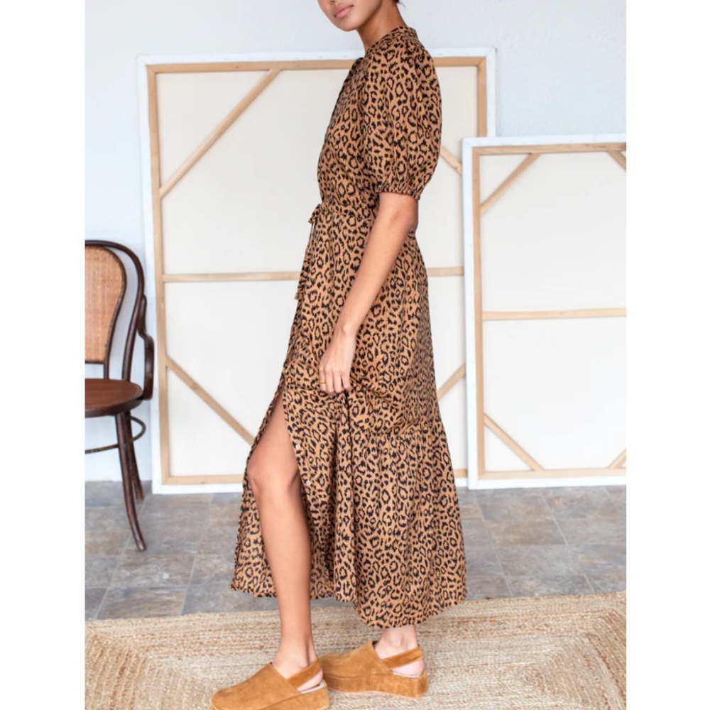 Emerson Fry Leopard-Print Midi Dress in Tan and Black - Picture 7 of 13